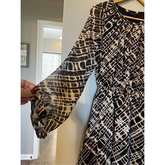 Banana Republic Women’s Size Small Ruched Mini Dress Long Sleeve Fit Flare - Picture 7 of 10